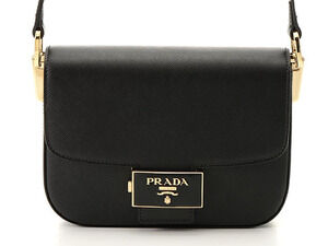 Prada shoulder bag emblem Hobo Saffiano leather black